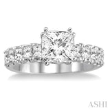 1 Ctw Princess Cut Diamond Semi-Mount Engagement Ring in 14K White Gold