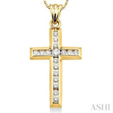 1/2 Ctw Round Cut Diamond Cross Pendant in 14K Yellow Gold with Chain