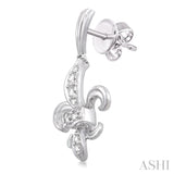 1/4 Ctw Round Cut Diamond Fleur De Lis Earrings in 14K White Gold