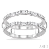 1/2 Ctw Baguette and Round Cut Diamond Insert Ring in 14K White Gold