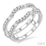 1/2 Ctw Baguette and Round Cut Diamond Insert Ring in 14K White Gold