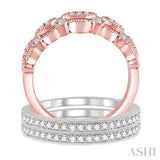 5/8 Ctw Round Cut Diamond Triple Band Set in 14K Rose and White Gold