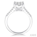 3/4 Ctw Oval Shape Diamond Lovebright Ring in 14K White Gold