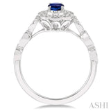 1/6 Ctw Oval Shape 6x4 MM Sapphire & Round Cut Diamond Precious Ring in 10K White Gold