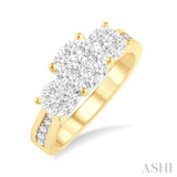 3/4 Ctw Lovebright Round Cut Diamond Ring in 14K Yellow and White Gold