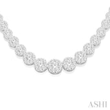 3 1/10 ctw Round Cut Diamond Lovebright Necklace in 14K White Gold