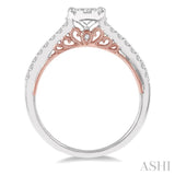 1/2 Ctw Round Cut Lovebright Diamond Solitaire Style Engagement Ring in 14K White and Rose Gold