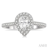 1/4 Ctw Pear Shape Semi-Mount Diamond Engagement Ring in 14K White Gold