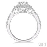 1 Ctw Round Cut Center Stone Diamond Ladies Engagement Ring in 14K White Gold