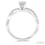 1/10 Ctw Round Center Semi-Mount Diamond Engagement Ring in 14K White Gold