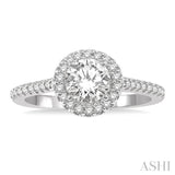 3/8 Ctw Diamond Ladies Engagement Ring with 1/4 Ct Round Cut Center Stone in 14K White Gold