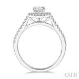 3/8 Ctw Diamond Ladies Engagement Ring with 1/4 Ct Round Cut Center Stone in 14K White Gold