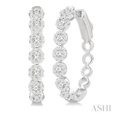 1 Ctw Round Cut Lovebright Diamond Hoop Earrings in 14K White Gold