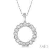 1/8 Ctw Circular Lattice Halo Round Cut Diamond Fashion Pendant in 10K White Gold with chain