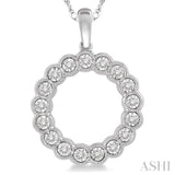 1/8 Ctw Circular Lattice Halo Round Cut Diamond Fashion Pendant in 10K White Gold with chain