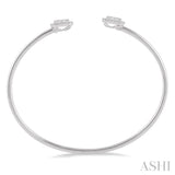 3/4 Ctw Cushion Shape Lovebright Open Cuff Diamond Bangle in 14K White Gold