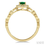 1/6 Ctw Oval Shape 6x4 MM Emerald & Round Cut Diamond Precious Ring in 10K Yellow Gold