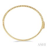 1/3 Ctw Indented Marquise Mount Round Cut Diamond Stackable Bangle in 14K Yellow Gold