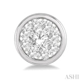 1/3 ctw Medallion Lovebright Round Cut Diamond Bezel Stud Earring in 14K White Gold