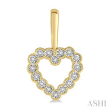 1/8 Ctw Scalloped Heart Charm Round Cut Diamond Earring in 10K Yellow Gold