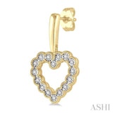 1/8 Ctw Scalloped Heart Charm Round Cut Diamond Earring in 10K Yellow Gold