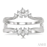 3/8 ctw Baguette and Round Cut Diamond Insert Ring in 14K White Gold