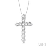 1/2 Ctw Round Cut Diamond Cross Pendant in 14K White Gold with Chain