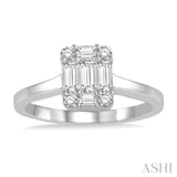 1/2 ctw Rectangular Baguette and Round Cut Diamond Wedding Ring in 14K White Gold