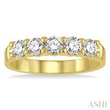 3/4 ctw 5 Stone Round Cut Diamond Wedding Band in 14K Yellow Gold