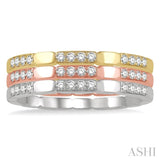 1/3 ctw Triple Tone Round Cut Diamond Stackable Band Set in 14K White, Rose and Yellow Gold