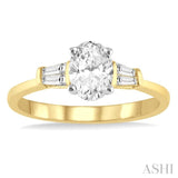 1/5 ctw Baguette Diamond Semi-Mount Engagement Ring in 14K Yellow and White Gold