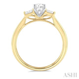 1/5 ctw Baguette Diamond Semi-Mount Engagement Ring in 14K Yellow and White Gold