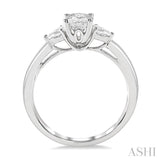 1/4 ctw Oval Shape Pear Cut Diamond Semi-Mount Engagement Ring in 14K White Gold