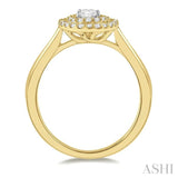 1/3 Ctw Oval Shape Round Cut Diamond Semi-Mount Engagement Ring in 14K Yellow and White Gold