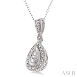 1/20 Ctw Pear Shape Single Cut Diamond Pendant in Sterling Silver with Chain