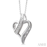 1/20 Ctw Single Cut Diamond Heart Pendant in Sterling Silver with Chain