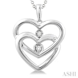 1/20 Ctw Round Cut Diamond Heart Pendant in Sterling Silver with Chain