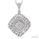 1/20 Ctw Cushion Shape Single Cut Diamond Pendant in Sterling Silver with Chain