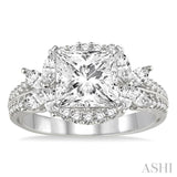 7/8 Ctw Diamond Semi-mount Engagement Ring in 14K White Gold