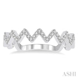 1/10 Ctw Zig-Zag Round Cut Diamond Ring in 10K White Gold