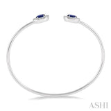 1/5 Ctw Oval Cut 6x4 MM Sapphire & Round Cut Diamond Precious Flexi Bangle in 14K White Gold