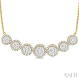 1 1/5 ctw Circular Mount Lovebright Round Cut Diamond Necklace in 14K Yellow & White Gold