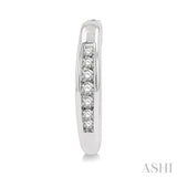 1/10 Ctw Inlay Round Cut Diamond Huggie Earrings in 10K White Gold