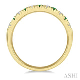 1/4 ctw Round Cut Diamond and 2.3MM Emerald Precious Wedding Band in 14K Yellow Gold