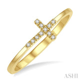 1/20 Ctw Cross Charm Round Cut Diamond Ladies Ring in 10K Yellow Gold