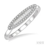 1/5 Ctw Pod Center Baguette and Round Cut Diamond Stackable Petite Fashion Band in 10K White Gold