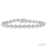 5 Ctw Oval & Round Cut Diamond Halo Tennis Bracelet in 14K White Gold