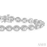 5 Ctw Oval & Round Cut Diamond Halo Tennis Bracelet in 14K White Gold