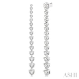 2 Ctw Round Cut Diamond Riviera Drop Earring in 14K White Gold