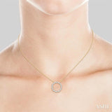 3/8 ctw Circle Baguette and Round Cut Diamond Scatter Pendant With Chain in 10K Yellow Gold